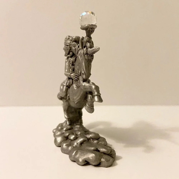 Vintage 1987 Spoontiques Pewter Unicorn Crystal Glass Sphere 3 Inch Figurine - Picture 2 of 12